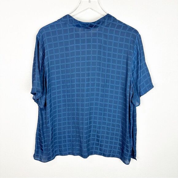 Vince Camuto Navy Blouse Neck Tie Short Sleeve Top 1X - Picture 4 of 5